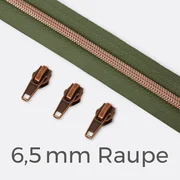 Reißverschluss metallisiert Kupfer 6,5mm  Army D170