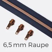 Reißverschluss metallisiert Kupfer 6,5mm Indigo D196