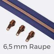 Reißverschluss metallisiert Kupfer 6,5mm Dunkles Flieder D321