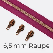 Reißverschluss metallisiert Kupfer 6,5mm Fuchsia D258