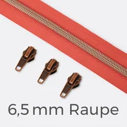 Reißverschluss metallisiert Kupfer 6,5mm Koralle D816