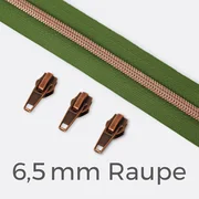 Reißverschluss metallisiert Kupfer 6,5mm Oliv D887