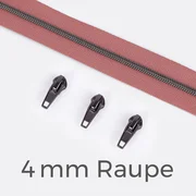 Reißverschluss Gunmetal 4mm Altrosa D213 1m lang