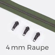 Reißverschluss Gunmetal 4mm Army D170 1m lang