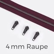 Reißverschluss Gunmetal 4mm Beere D230 1m lang