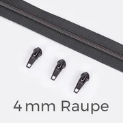 Reißverschluss Gunmetal 4mm Dunkelgrau D306 1m lang