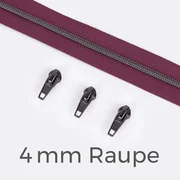 Reißverschluss Gunmetal 4mm Dunkles Altrosa D285 1m lang