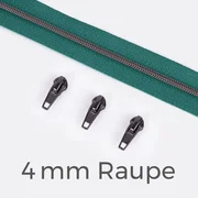 Reißverschluss Gunmetal 4mm Dunkles Türkis D877 1m lang