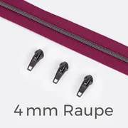 Reißverschluss Gunmetal 4mm Fuchsia D258 1m lang