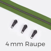 Reißverschluss Gunmetal 4mm Oliv D887 1m lang