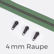 Reißverschluss Gunmetal 4mm Salbei D100 1m lang