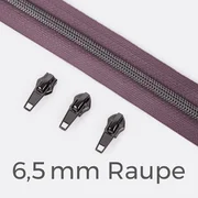 Reißverschluss Gunmetal 6,5mm Blasslila D206