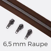 Reißverschluss Gunmetal 6,5mm Dunkelbraun D568