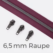 Reißverschluss Gunmetal 6,5mm Dunkles Altrosa D285