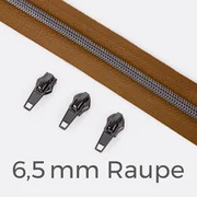 Reißverschluss Gunmetal 6,5mm Goldbraun D857