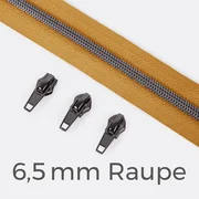 Reißverschluss Gunmetal 6,5mm Senf D846