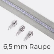 Reißverschluss Metallisiert Silber 6,5mm Mausgrau B24