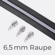 Reißverschluss Metallisiert Silber 6,5mm Anthrazit B39