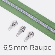 Reißverschluss Metallisiert Silber 6,5mm Salbei D100