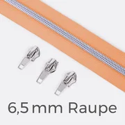 Reißverschluss Metallisiert Silber 6,5mm Apricot D114