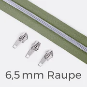 Reißverschluss Metallisiert Silber 6,5mm Army D170