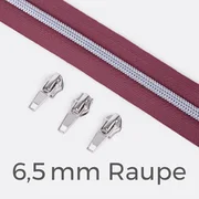 Reißverschluss Metallisiert Silber 6,5mm Dunkles Altrosa D285