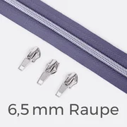 Reißverschluss Metallisiert Silber 6,5mm Lilac D319