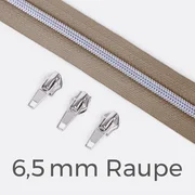 Reißverschluss Metallisiert Silber 6,5mm Taupe D894