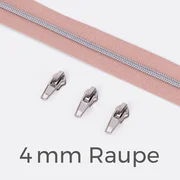 Reißverschluss Silber 4mm Nude D209 1m lang