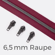 Reißverschluss Gunmetal 6,5mm Helle Beere D525