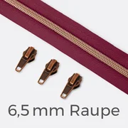 Reißverschluss metallisiert Kupfer 6,5mm Helle Beere D525