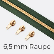 Reißverschluss Metallisiert Gold 6,5mm Dunkelgrün D190