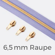 Reißverschluss Metallisiert Gold 6,5mm Helles Flieder D268