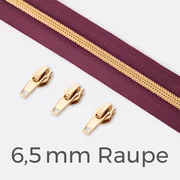 Reißverschluss Metallisiert Gold 6,5mm Dunkles Altrosa D285