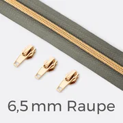 Reißverschluss Metallisiert Gold 6,5mm Mausgrau B24