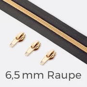 Reißverschluss Metallisiert Gold 6,5mm Anthrazit B39