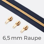 Reißverschluss Metallisiert Gold 6,5mm Indigo D196