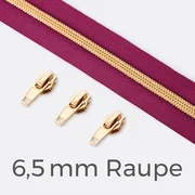 Reißverschluss Metallisiert Gold 6,5mm Fuchsia D258