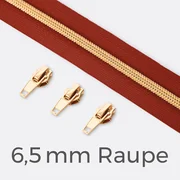 Reißverschluss Metallisiert Gold 6,5mm Rost D45