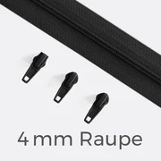 Endlos Reißverschluss 4mm Schwarz B5