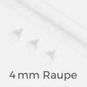 Endlos Reißverschluss 4mm Weiß B3