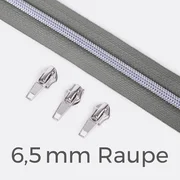 Reißverschluss Metallisiert Silber 6,5mm Mausgrau B24