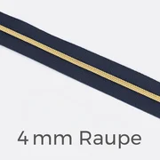 Reißverschluss Meterware Metallisiert Gold 4mm Indigo D196