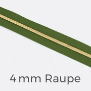 Reißverschluss Meterware Metallisiert Gold 4mm Oliv D887