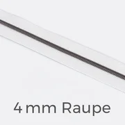 Reißverschluss Meterware Metallisiert Gunmetal 4mm Weiß B3