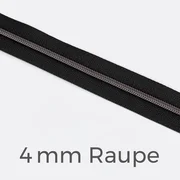Reißverschluss Meterware Metallisiert Gunmetal 4mm Schwarz B5
