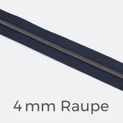 Reißverschluss Meterware Metallisiert Gunmetal 4mm Indigo D196