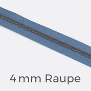 Reißverschluss Meterware Metallisiert Gunmetal 4mm Blassblau D205