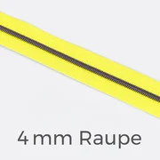 Reißverschluss Meterware Metallisiert Gunmetal 4mm Neongelb PT803