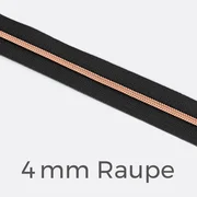 Reißverschluss Meterware Metallisiert Kupfer 4mm Schwarz B5